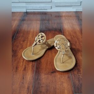 Tory Burch Miller Women's Patent Leather Sandals Walnut, Size 7.5